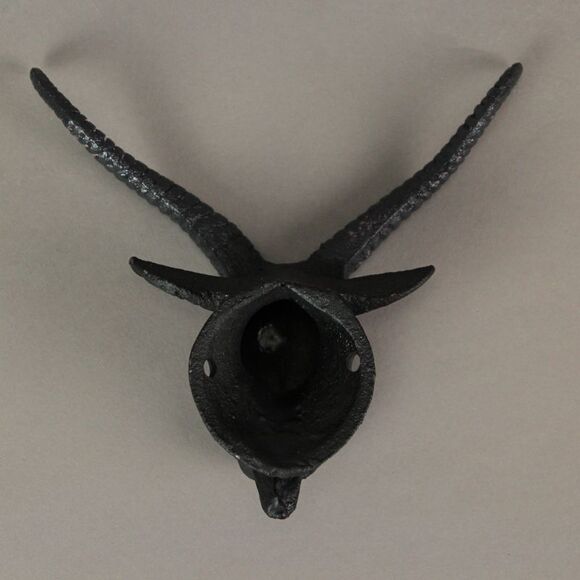 Set of 2 Black Cast Iron Baphomet Wall Hooks -  6 inch Coat and Towel Racks - Picture 6 of 6